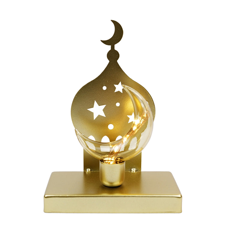 Brushed Gold Minaret Table Stand With Crescent Shape LED Light (23648-2)