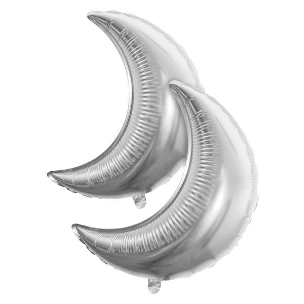 Pack of 2 Silver Crescent Moon Eid & Ramadan Foil Balloon