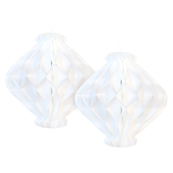 Pack of 2 White Honeycomb Paper Lantern Hanging Decorations