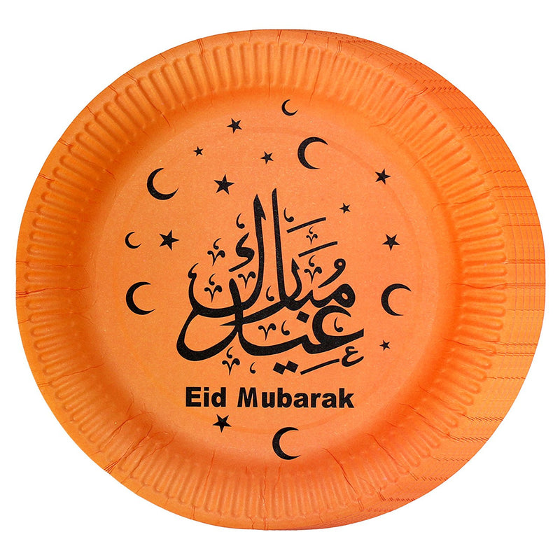 Orange Plate 'Eid Mubarak' Multicolour Eid Tableware Set