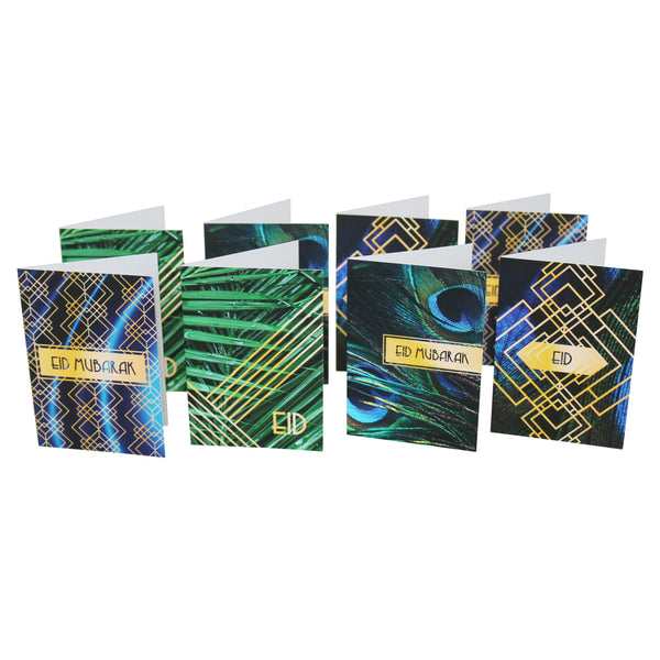 Pack of 8 Mini Art Deco Botanical Eid Cards