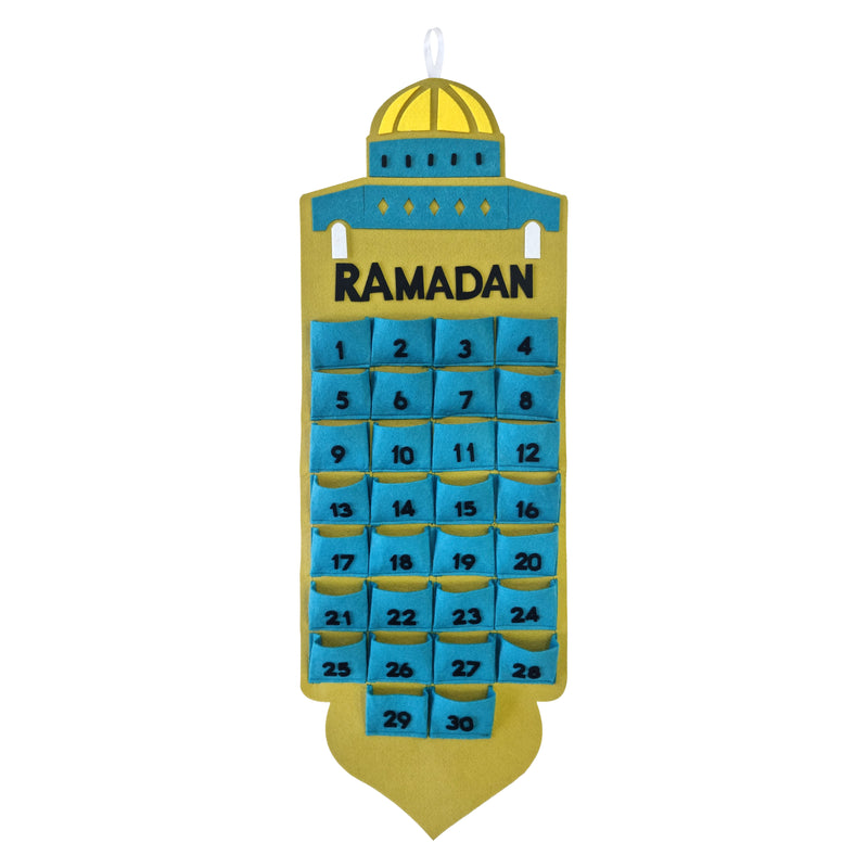 Eid Al-Adha Green & Blue Pocket Felt Ramadan Calendar