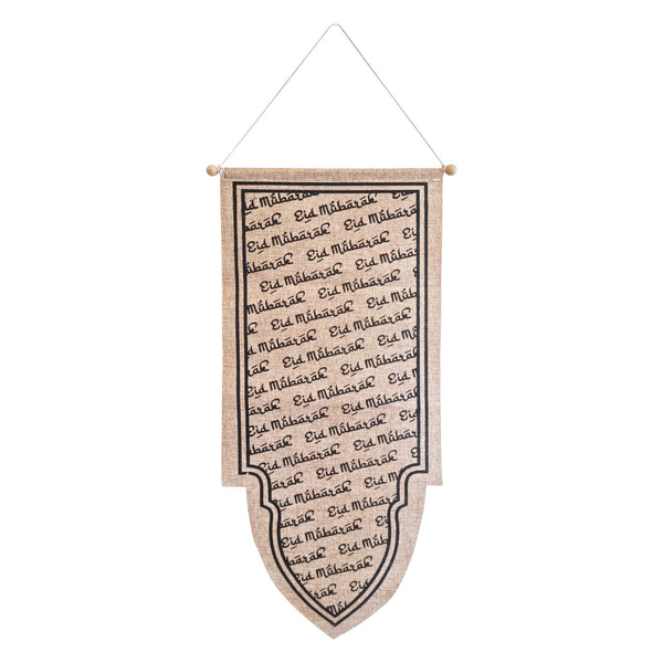 Eid Mubarak Calligraphy Natural Hessian Hanging Scroll Pendant