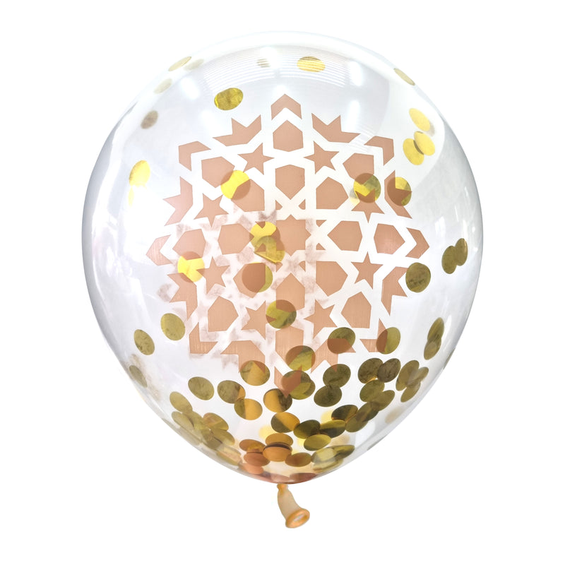 Geometric Gold Eid Mubarak Confetti Latex Party Balloons (12 Pack)