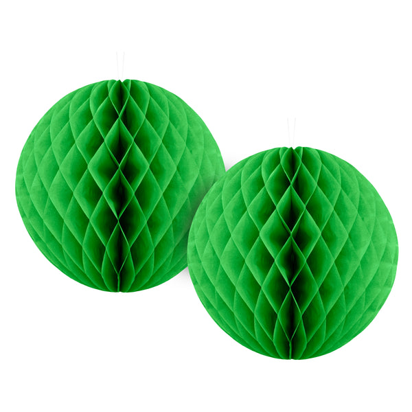 Pack of 2 Green Paper Hanging Honeycomb Sphere Balls Eid Party Decoration