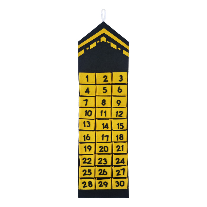 Kaaba Black & Yellow Pocket Felt Ramadan Calendar
