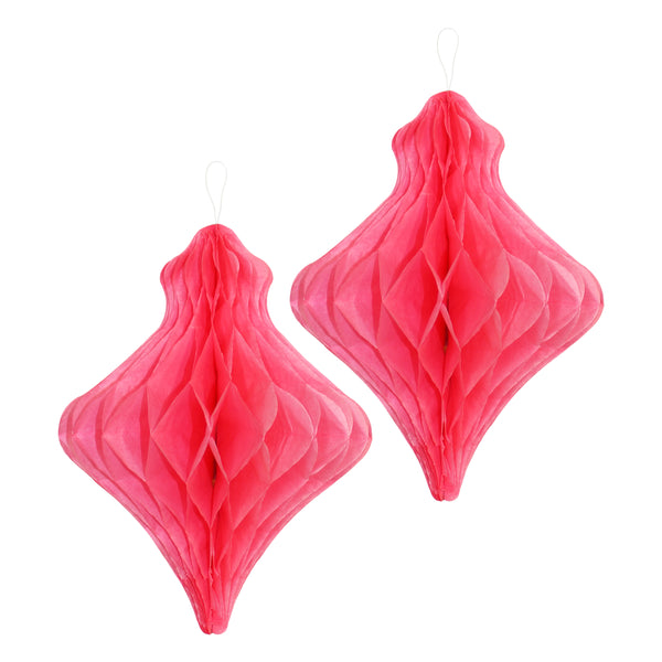 Pack of 2 Pink Honeycomb Paper Lantern Hanging Decorations