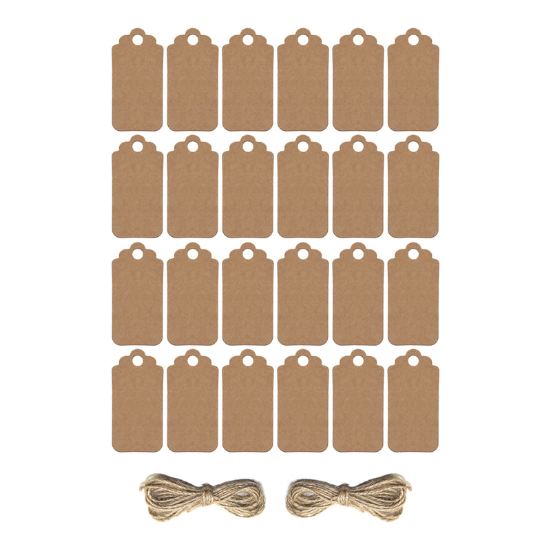 Pack of 24 Plain Rustic Eid Gift Labels with Twine