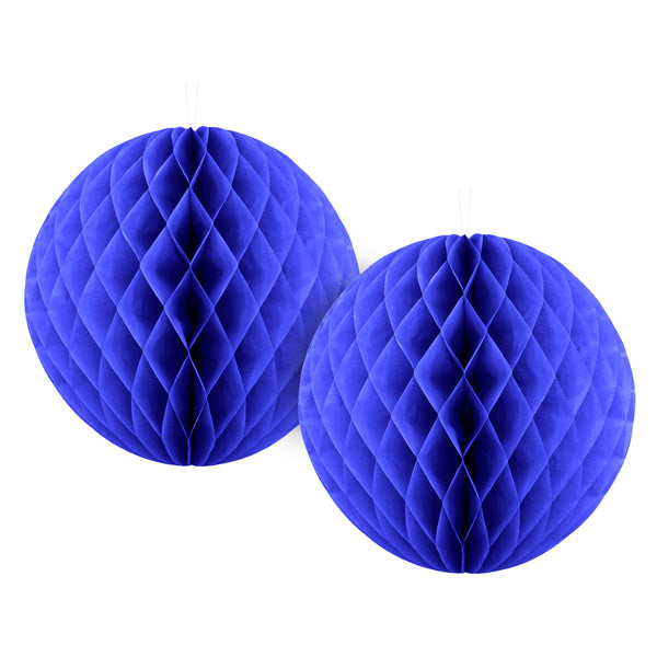 Pack of 2 Blue Paper Hanging Honeycomb Sphere Balls Eid Party Decoration