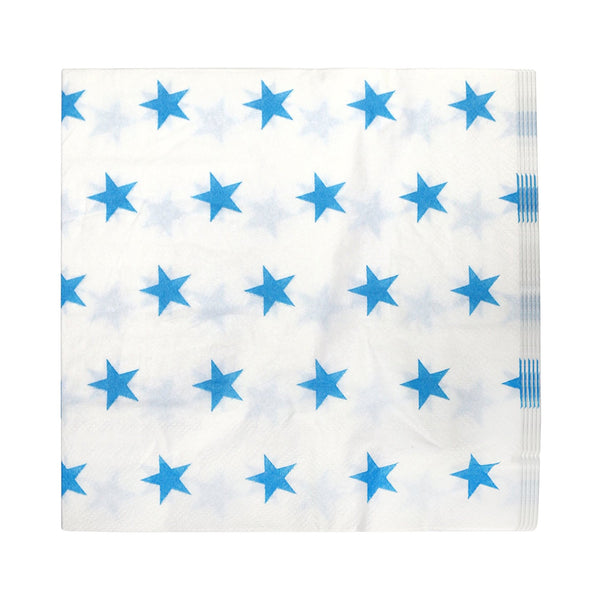 White / Blue Star Pattern Eid Party Napkins (20 Pack)