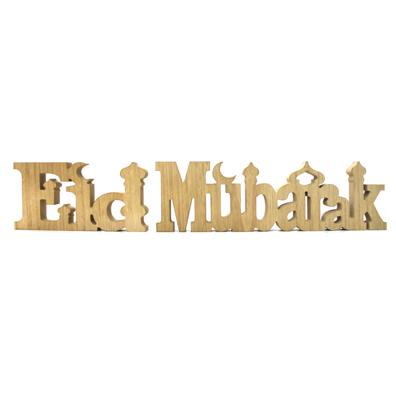 Plain Wooden Rustic "Eid Mubarak" Decoration Letters / Table Centre Piece