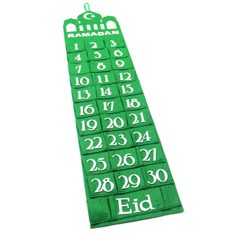 Green Mosque Felt Ramadan Calendar with Pockets