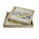 2pc Set Rectangle Multi Colored Lanterns Inlay Tray (0769-1)