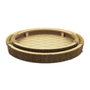 Set of 2 Oval Wooden Serving Trays with Scallop Pattern and Rope Accents (857-1)