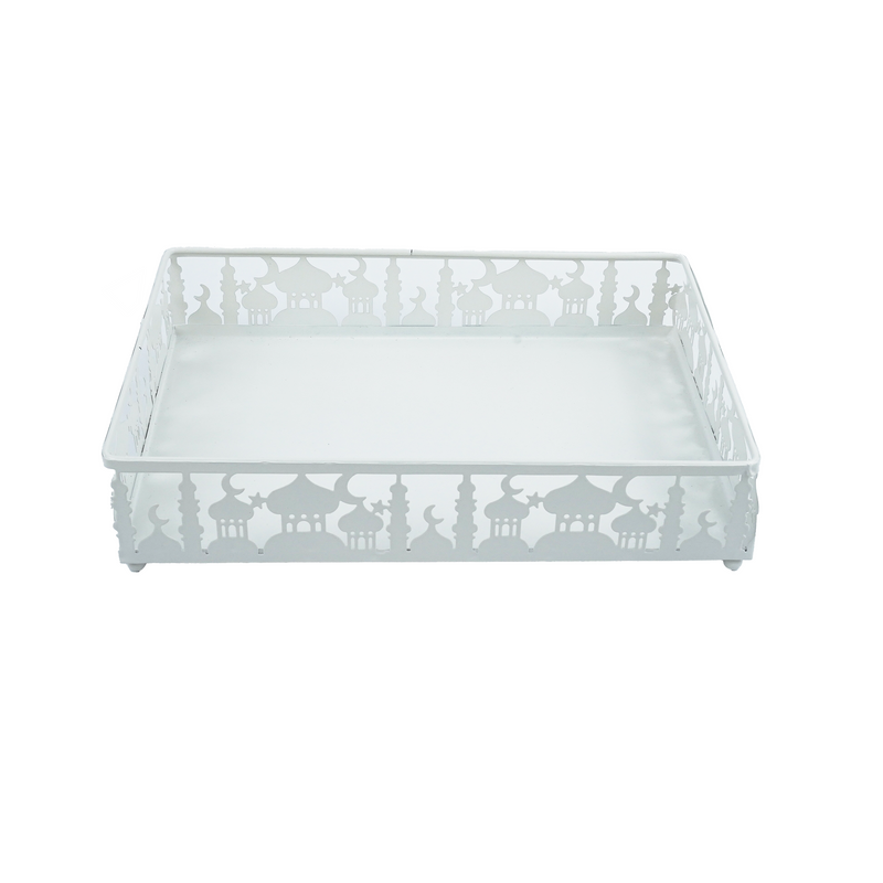Set of 3 WHITE Rectangle Metal Cut Out Cake / Treat Tins (757-5)