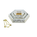 White and Gold Hexagon 3-Tier Wooden Stand (113-03)