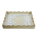 2pc Set Natural Oval Pointed Geometric Inlay Tray