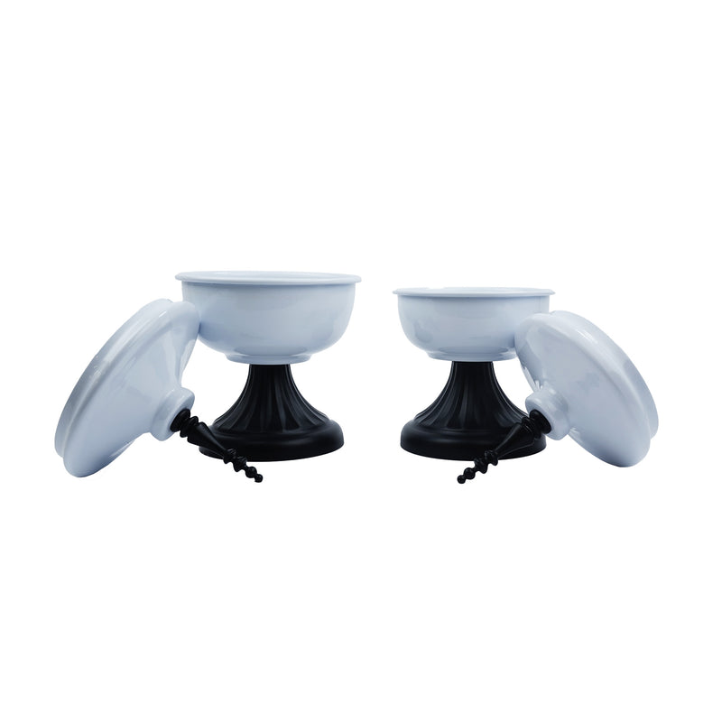 Set Of 2 White Metal Minaret Style Bowls (C5621)