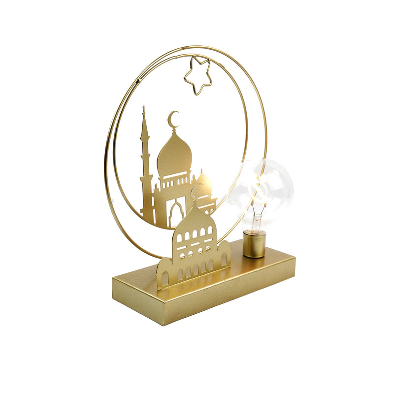Brushed Gold Masjids Circle Star Tablescape LED Bulb Tablescape (15942)