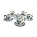 Set of 6 Turkish Osmanli Print Mini Cups & Saucers (795-7)