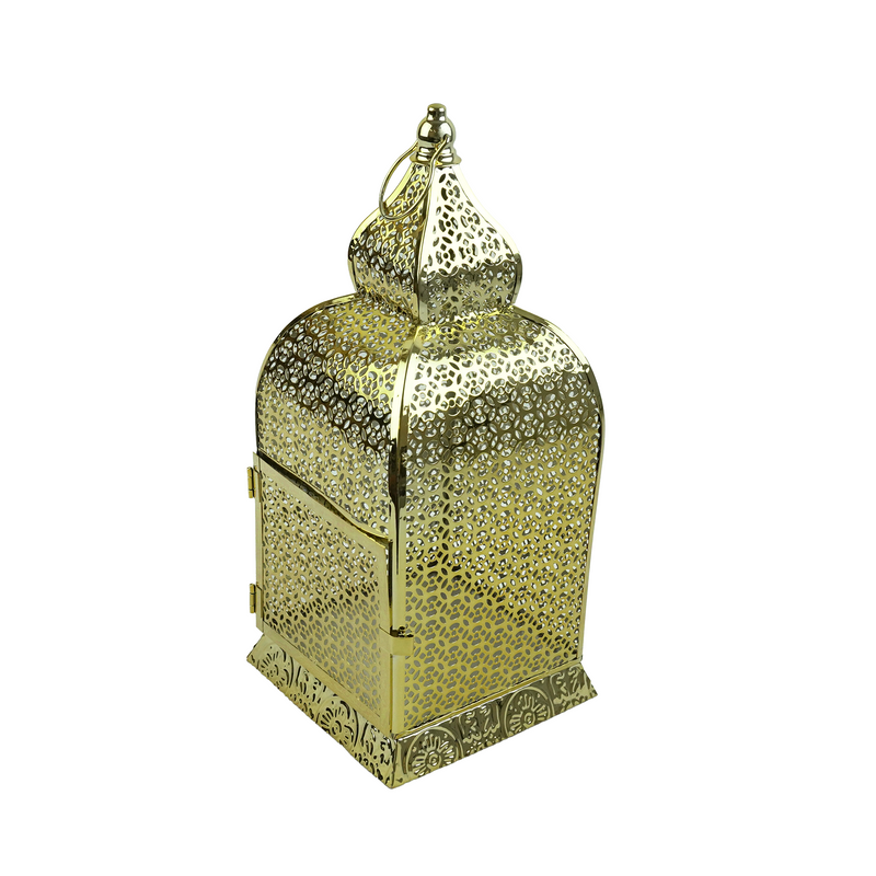 XL Gold Metal Tea Light Candle Lantern (JK23039)