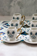 Set of 6 Turkish Osmanli Print Mini Cups & Saucers (795-7)