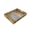 Rectangle Wooden Marble Effect Natural Cut Out Tray (757-9)