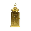 Gold Crescent Moon Dome LED Lantern with Intricate Moon Star Cutouts (24206-6)