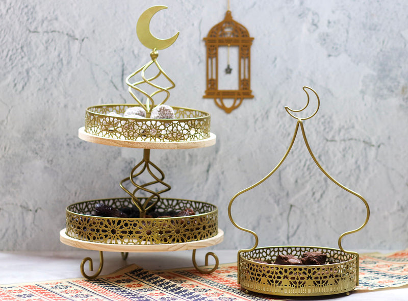 Gold Metal Minaret Silhouette Cookie & Cake Tray (K-43)