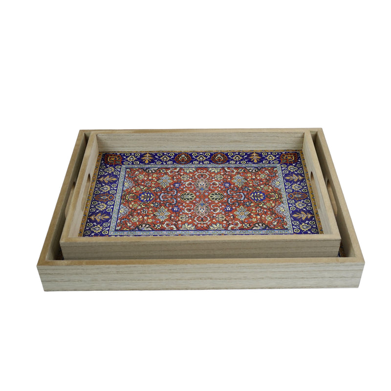 Persian Pattern Print Wooden Eid/Ramadan Food Serving Tray (2020-6AB)