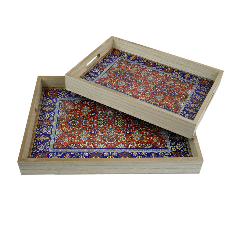 Persian Pattern Print Wooden Eid/Ramadan Food Serving Tray (2020-6AB)
