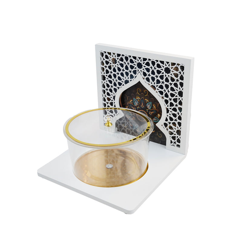Geometric Minaret display Stand with Large Acrylic serving Bowl (2036-3A)