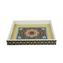 Set of 2 Colourful Floral Inlay Wooden Tray (2111-1AB)