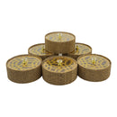 Elegant Woven 6 Jar Set with Gold Accents and Crystal Knob Lids on a Wooden Tray (0816-57)