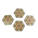 Set of 4 Coasters Large Brushed Gold Multicolour Mosaic Plates (2303-8A)