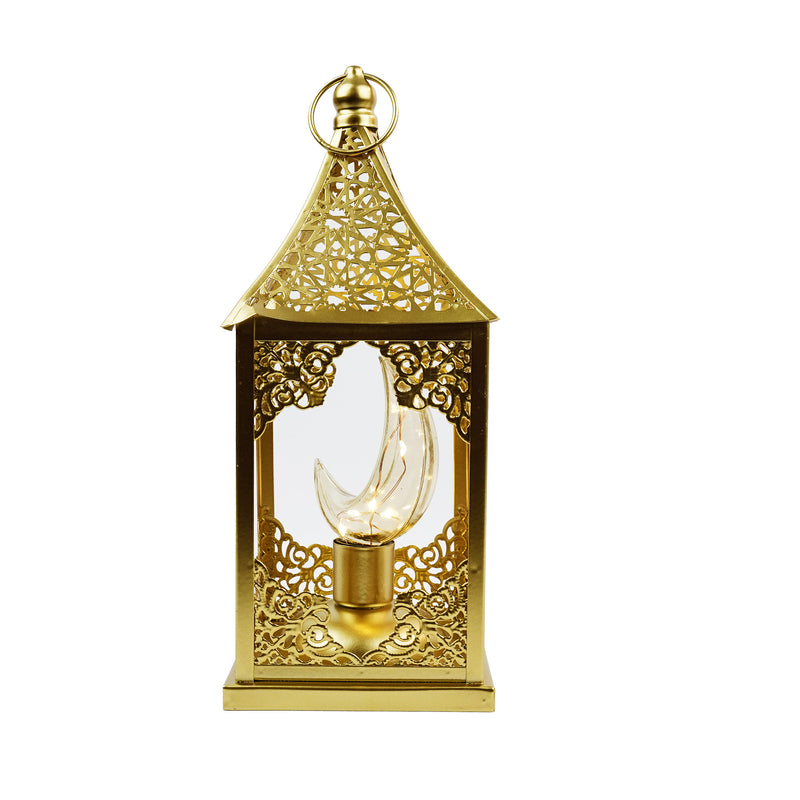 Medium Brushed Square Moon BULB LED Metal Lantern (23221-2)