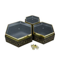 Set of 3 BLACK  Hexagon Acrylic Boxes with Lids (2324-9ABC)