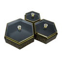Set of 3 BLACK  Hexagon Acrylic Boxes with Lids (2324-9ABC)