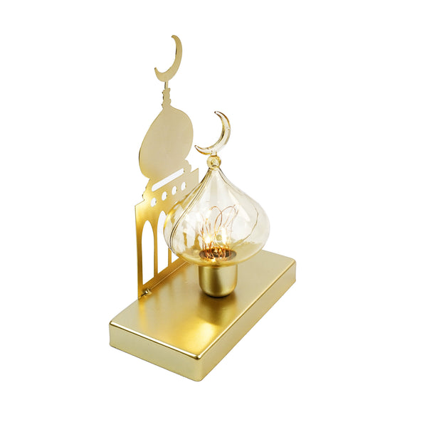 Brushed Gold Arch Minaret Table Stand With Minaret Shape LED Light (23648-1)