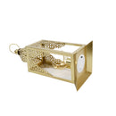 Large GEOMETRIC Brushed Gold Minaret LED Bulb Metal Lantern (23916-2)