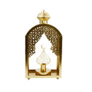 Large Geometric Arch Minaret Shape LED Brushed Gold Light Metal Lantern (23952-3)