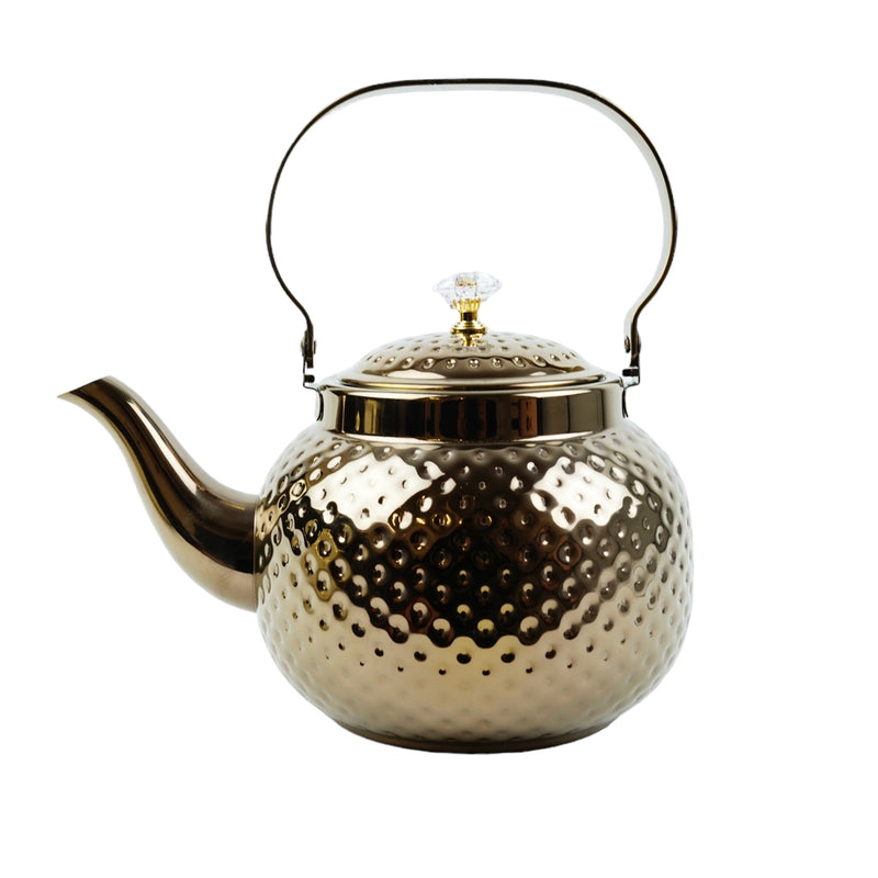 Round Hammered Bronze & Gold Teapot - 2L