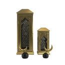 Large Gold and Black Lantern Set with Crescent Moon Accents (24721-3)