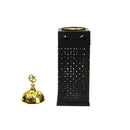 Large Black and Gold Multipurpose Lantern with Removable Crescent Dome (24779-3)