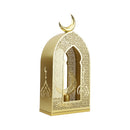 Gold Geometric Mosaic Stencil LED Lantern with Crescent Moon Arch (24704-2)