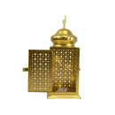 Gold Crescent Moon Dome LED Lantern with Intricate Moon Star Cutouts (24206-6)