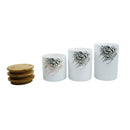 3 Set White Ceramic Calligraphy Design Containers with Wooden Lids (SJ-3054-9)