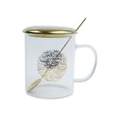 Glass Gold Arabic Calligraphy Mugs Plate-Spoon-Lid Options (BL)