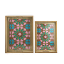 Set of 2 Wooden Serving Trays with Multicolored Islamic Geometric Design (1904-5AB)