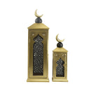 Large Gold and Black Lantern Set with Crescent Moon Accents (24721-3)